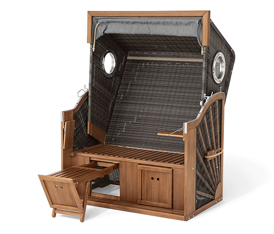 Premium-Strandkorb XL mit 2 Ausklapptischen