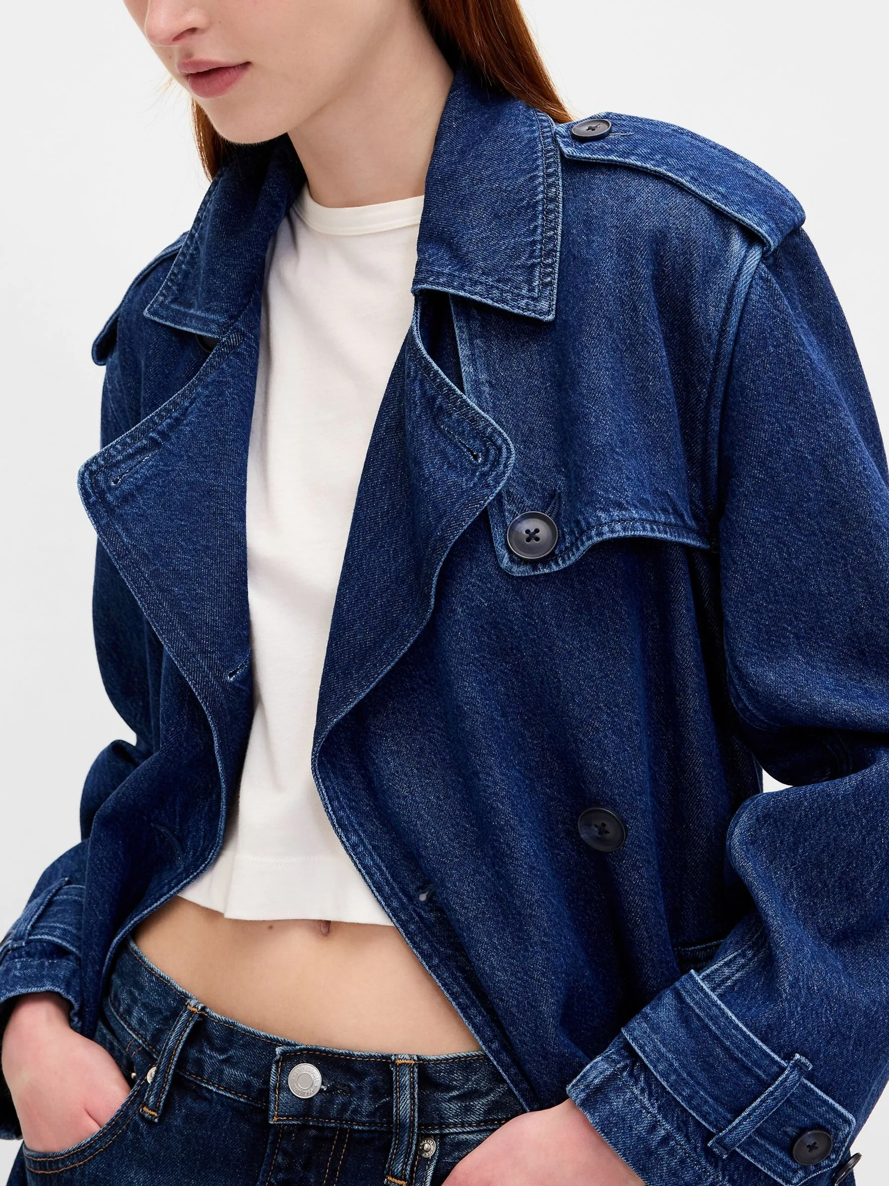 Gap UltraSoft Denim Trench Coat