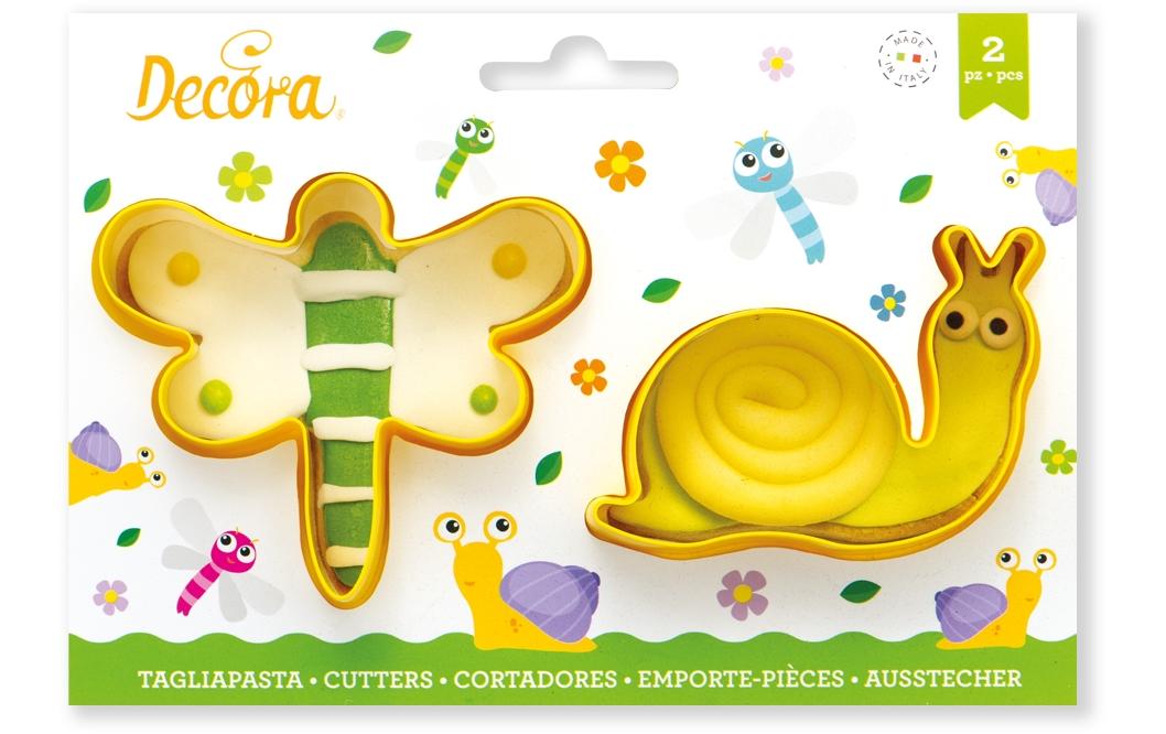 Guetzli-Ausstecher-Set 2 Stück, Libelle und SchneckeAusstechformen-Set mit Tiermotiv
