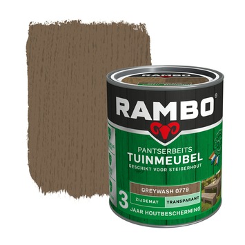 Rambo pantserbeits tuinmeubel transparant greywash zijdemat 750 ml