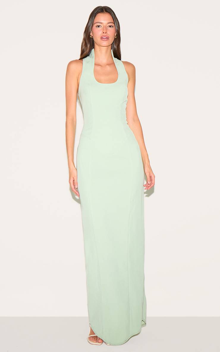 Pale Lime Robe Longue Tissée Vert Menthe À Encolure Dégagée