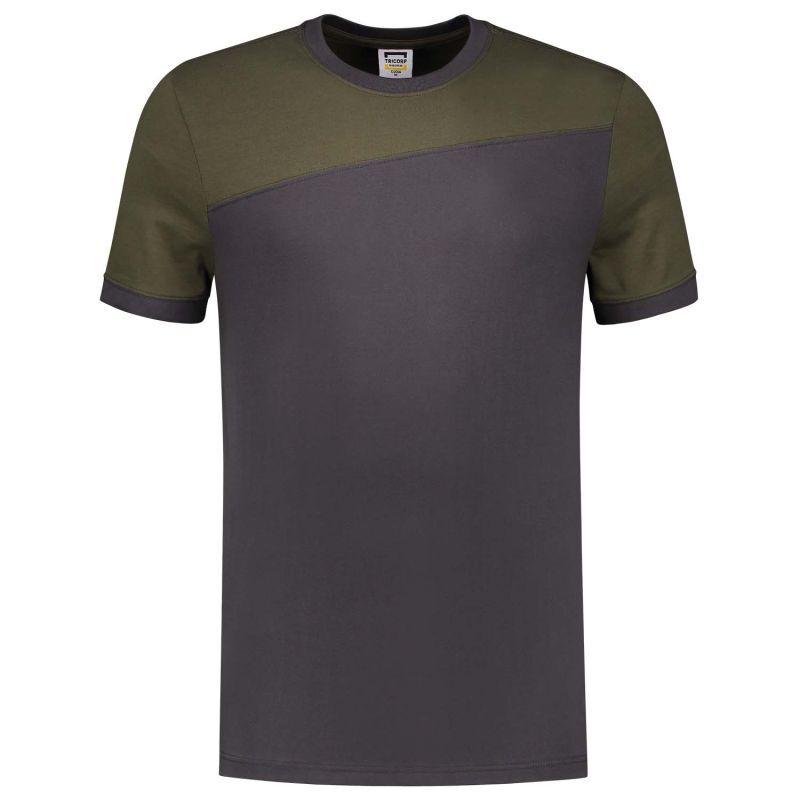 Tricorp Bicolor 102006 - T-shirt - Donkergrijs/Groen - 3XL
