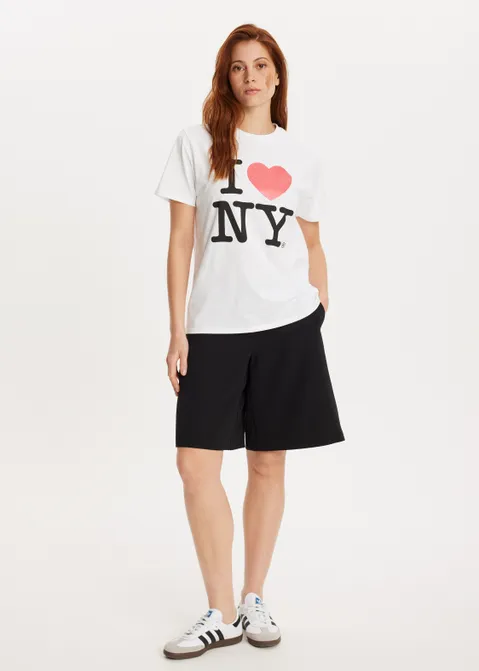 T-shirt met print NY wit (WIT)
