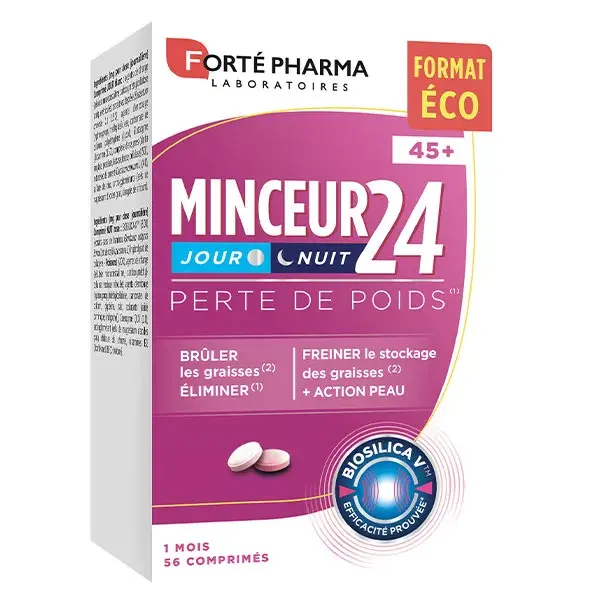 Forté Pharma Minceur 24 45+ Bruleur de Graisses Jour Nuit Chrome 56 comprimés