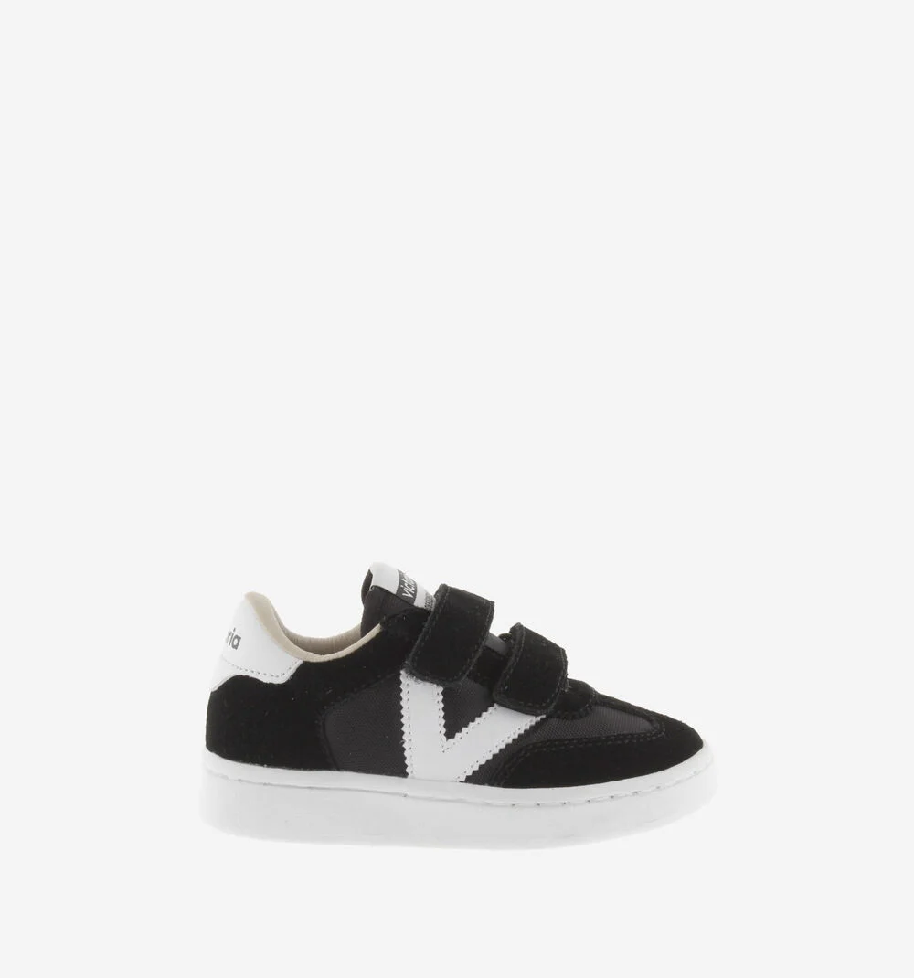 MILLAS BRIDES NYLON ET CUIR FENDU Baskets monochromes pour enfant NEGRO