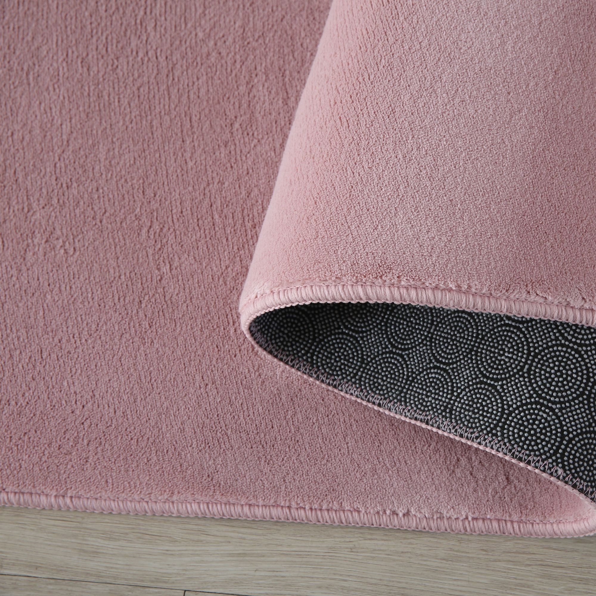 Waschbarer Runde Teppich, Kurzflor Flauschig Weich, Einfarbig, Felloptik, Soft