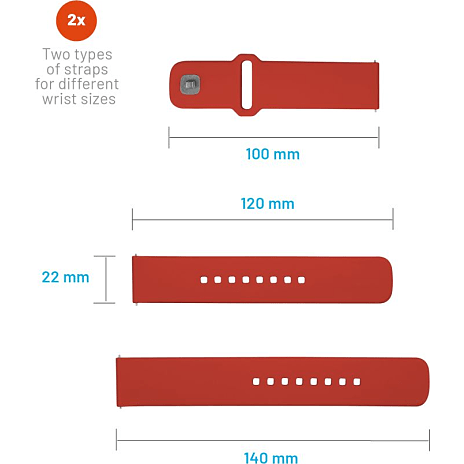 Fixed Silicon Sporty Strap silikonerem til Smartwatch - rød