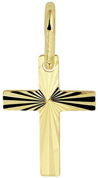 Massieve Kruis Hanger - Geelgoud - 14 Karaats - 7,5x10mm
