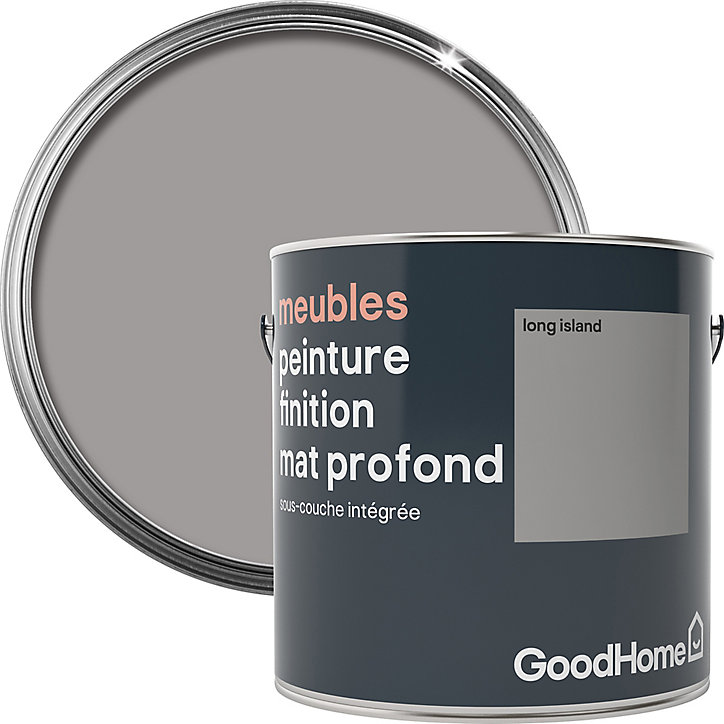 Peinture de rénovation meubles GoodHome gris Long Island mat profond