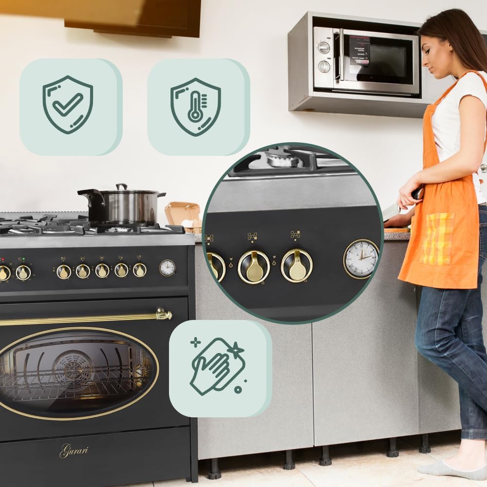 Gas Standherd GCH E 914 BL Retro Gasherd mit Elektrobackofen 90 cm Nostalgie Range Coocker 121L | Heißluft | Grill | 5 Hochwertige Brenner | 4 kw WOK | Erdgas/Propangas | Inkl. WOK Adapter