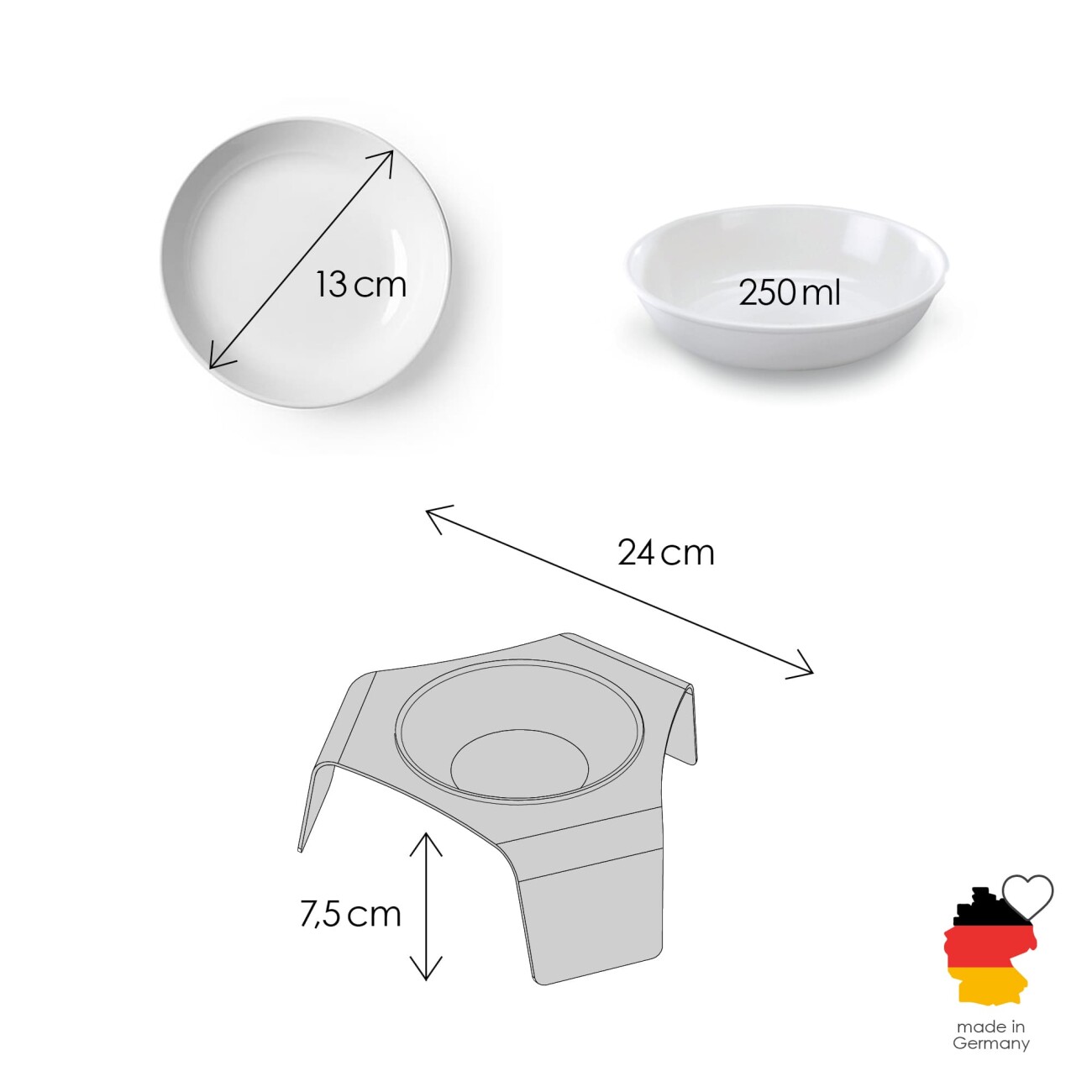 LucyBalu DELI Katzennapf erhöht / Melamin (1 Stück) anthrazit