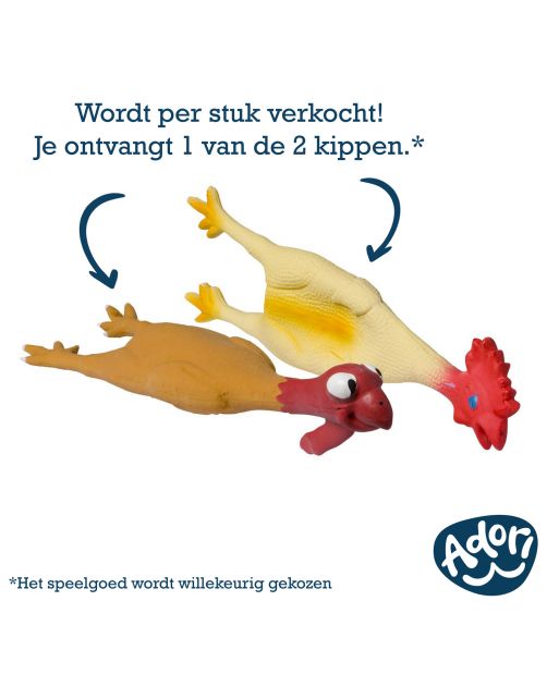 Adori Latex Toy Kip Met Pieper - Hondenspeelgoed - 42 cm Assorti
