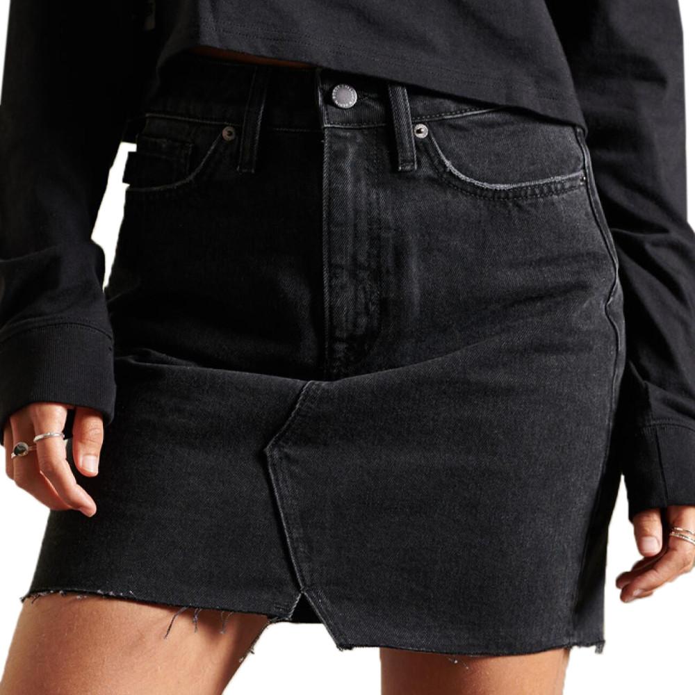 Superdry Jupe en Jean Noir Femme Superdry Mini Skirt