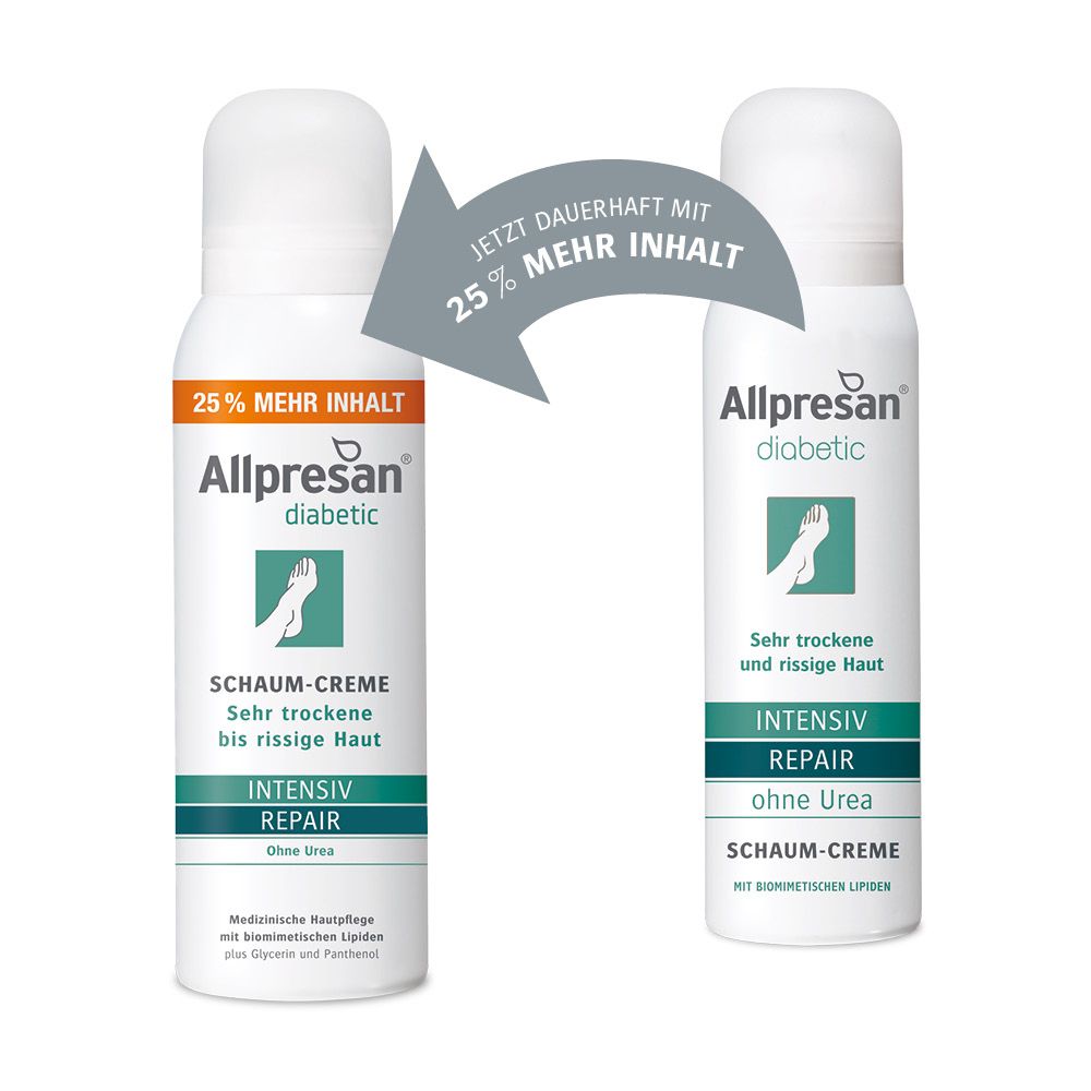 Allpresan diabetic INTENSIV + REPAIR Schaum-Creme ohne Urea - Jetzt 3€ Rabatt mit Code ,,allpresan3''