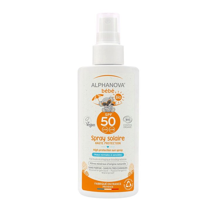 Spray Solaire Hypoallergnique Spf50 Bio 125g Bébé Alphanova