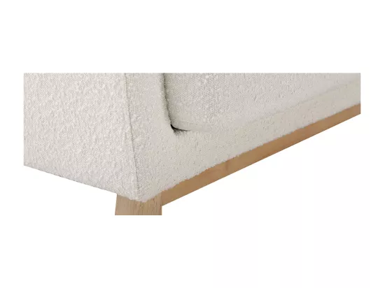 Canapé scandinave déhoussable 2 places en tissu effet laine bouclée blanc cassé et bois clair OSLO
