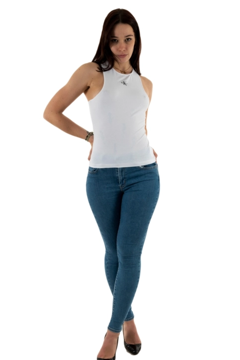 débardeurs calvin klein jeans micro monologo racer yaf bright white