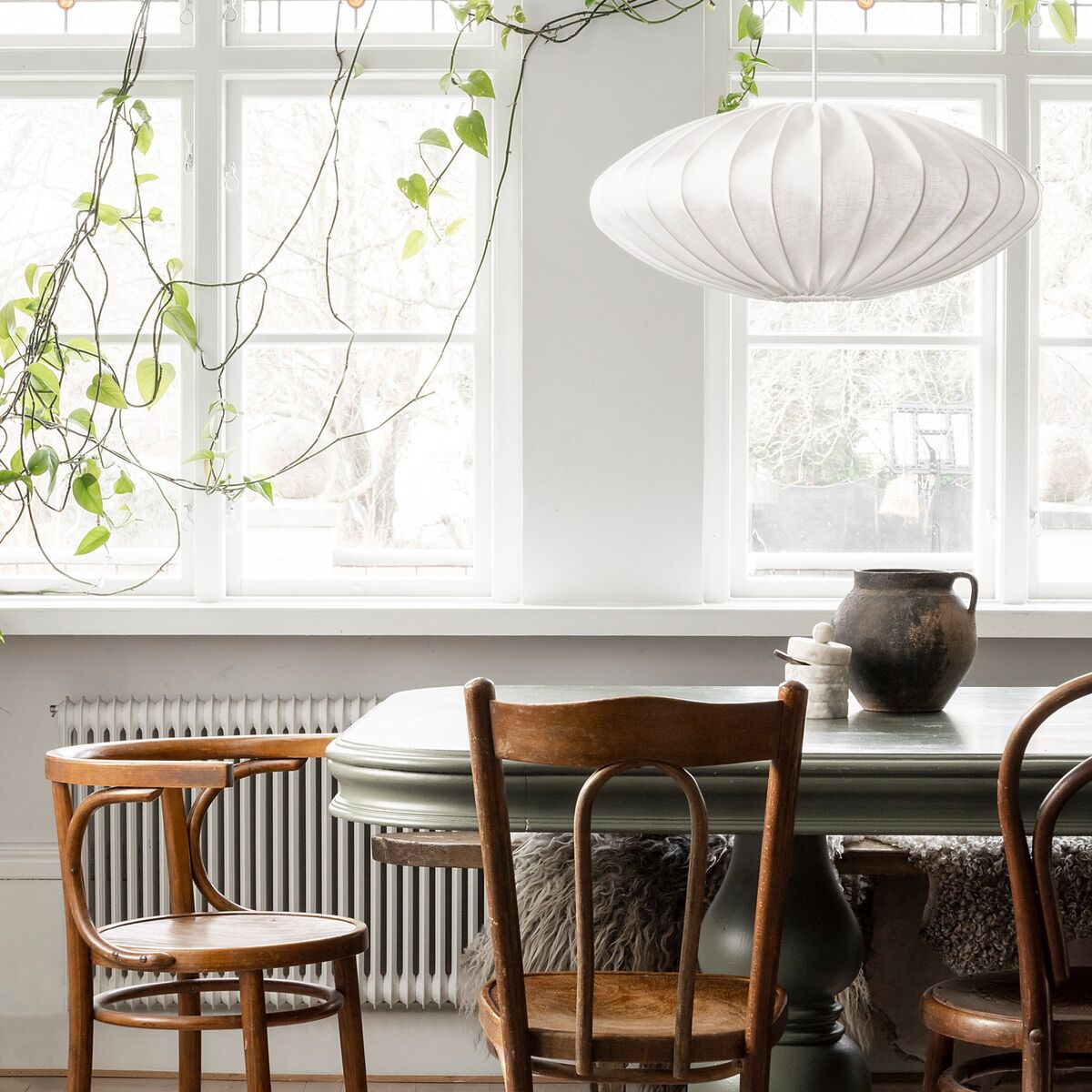 Ellipse taklampe, 65 cm, lin, hvit