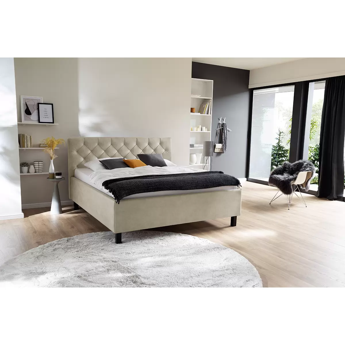 Polsterbett San Remo 160x200 beige,schwarz