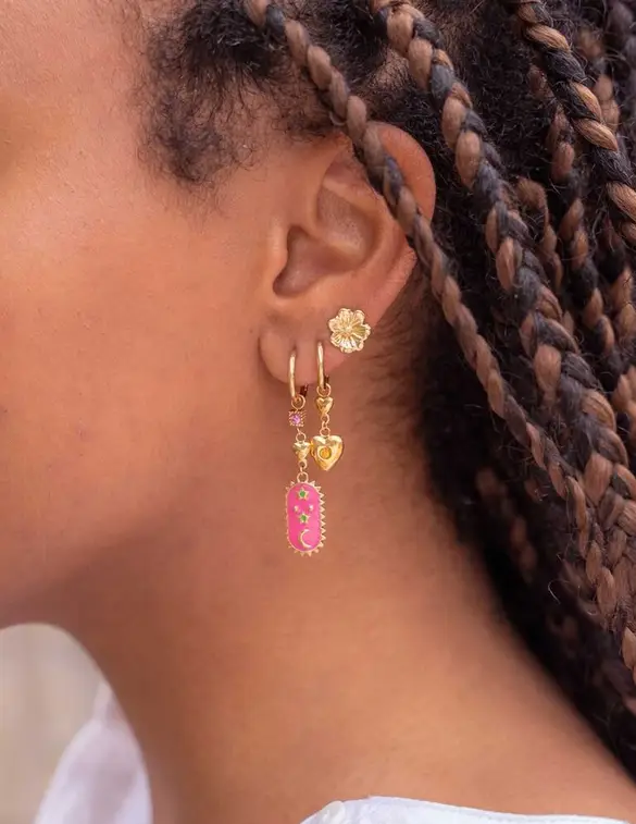 My Jewellery Sunrocks oorringen roze en paars MJ10684