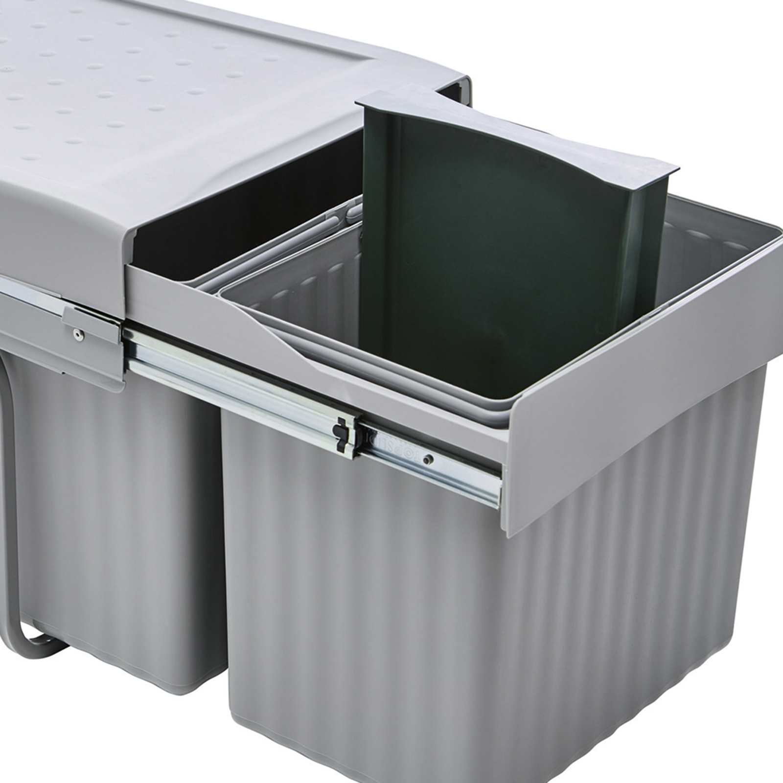 Einbau-Mülleimer - alugrau - 2x15 Liter