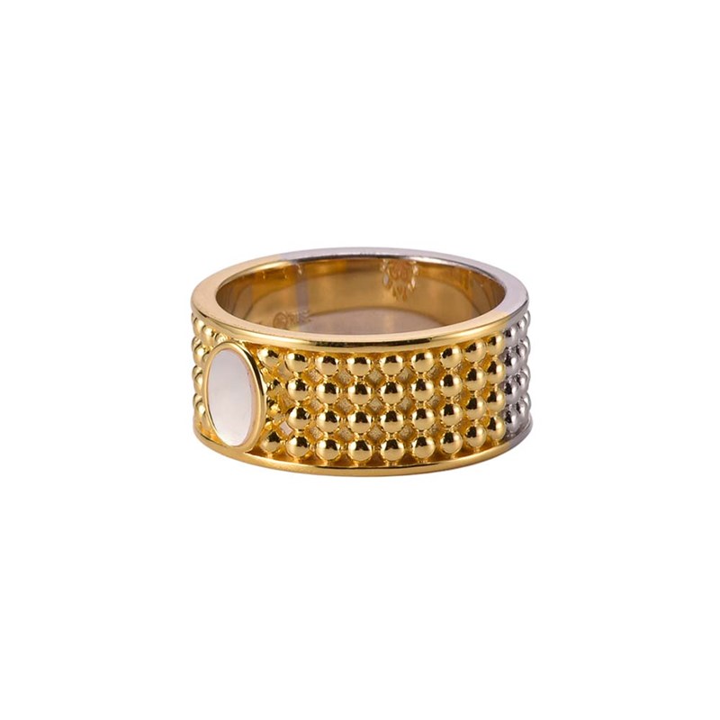 Bague En Argent Doré Jacky Boule Pierre Nacre