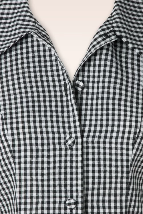 Hearts & Roses Gemma gingham blouse in zwart en wit