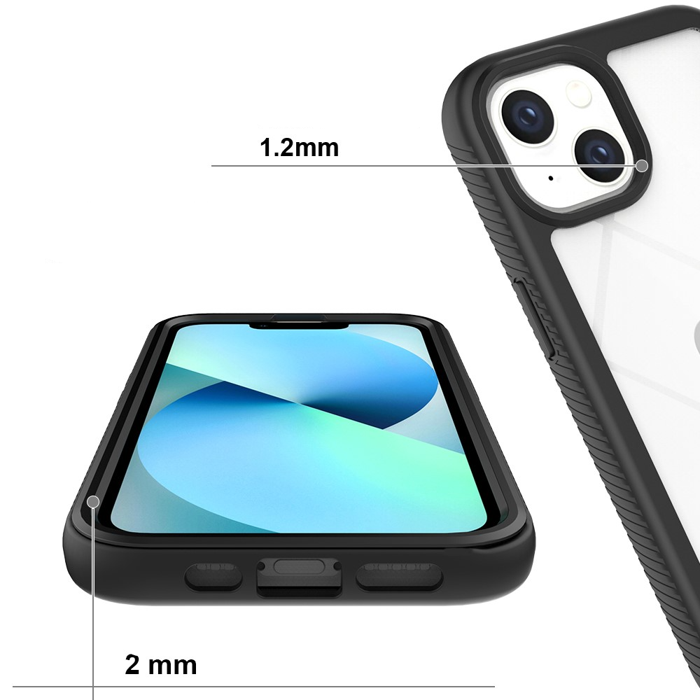 iPhone 14 Hybrid 2in1 Hülle Shock Proof   Acryl Rückseite - Schwarz