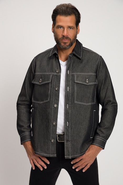 Hemd, Denim, Overshirt, Langarm, Kent Kragen, Raw Denim