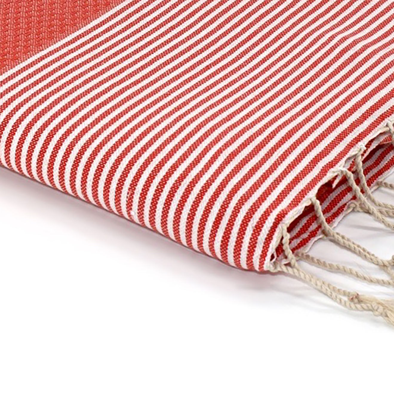 Febronie Fouta Nid d'Abeille Ibiza orange corail/blanc - 100x200 cm