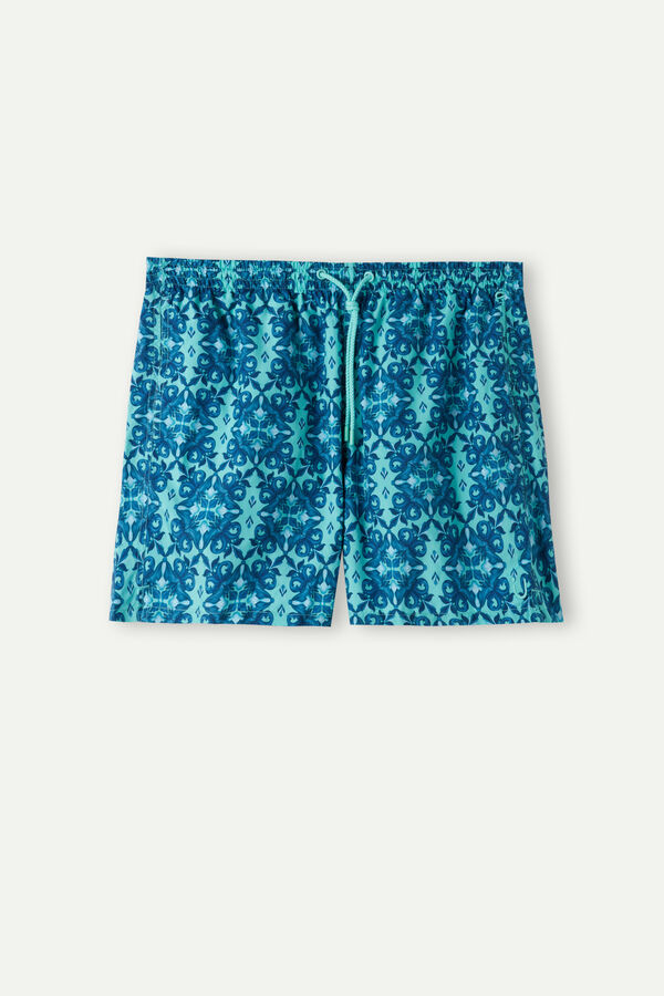 Sunga boxer azul-clara com estampa marroquina