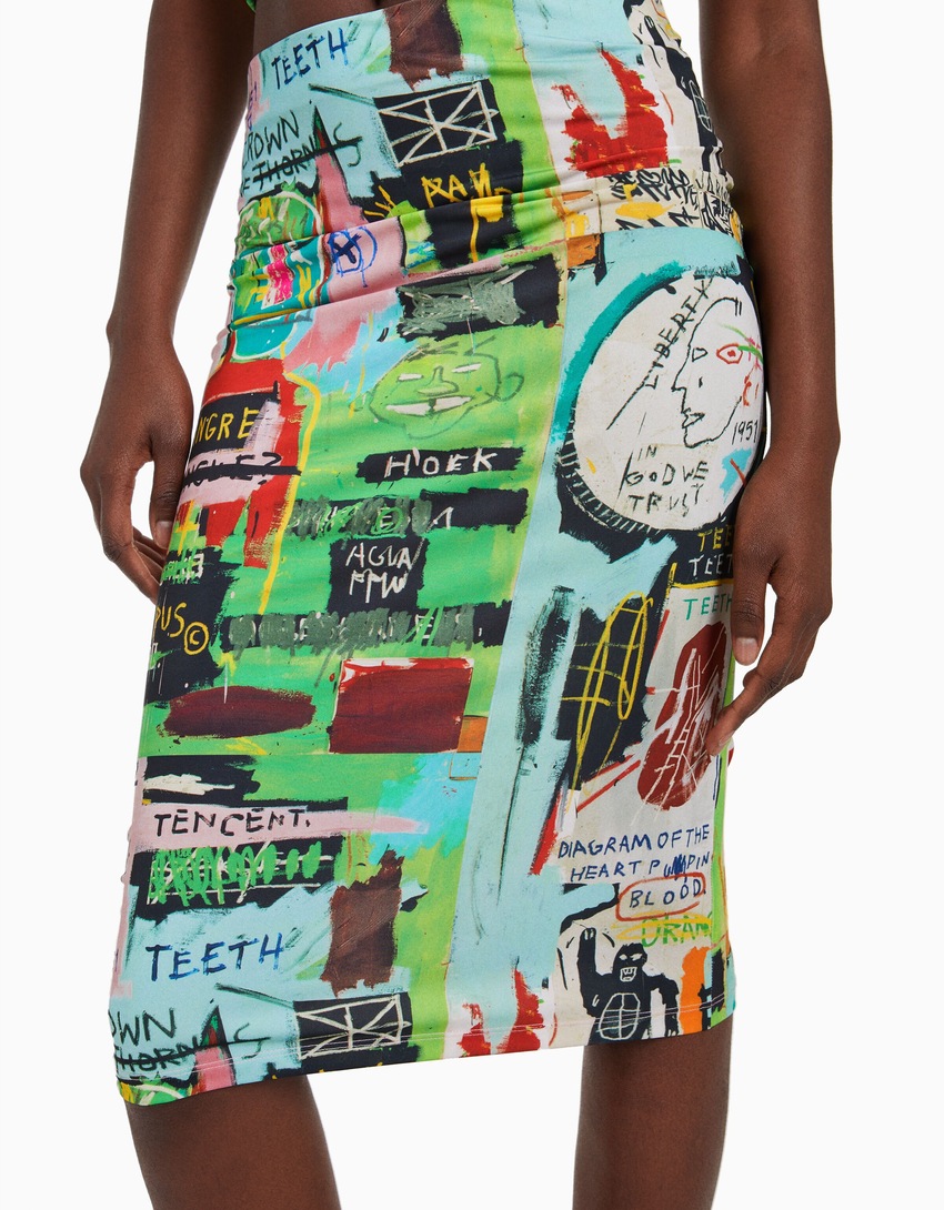 Saia midi com estampa Jean-Michel Basquiat