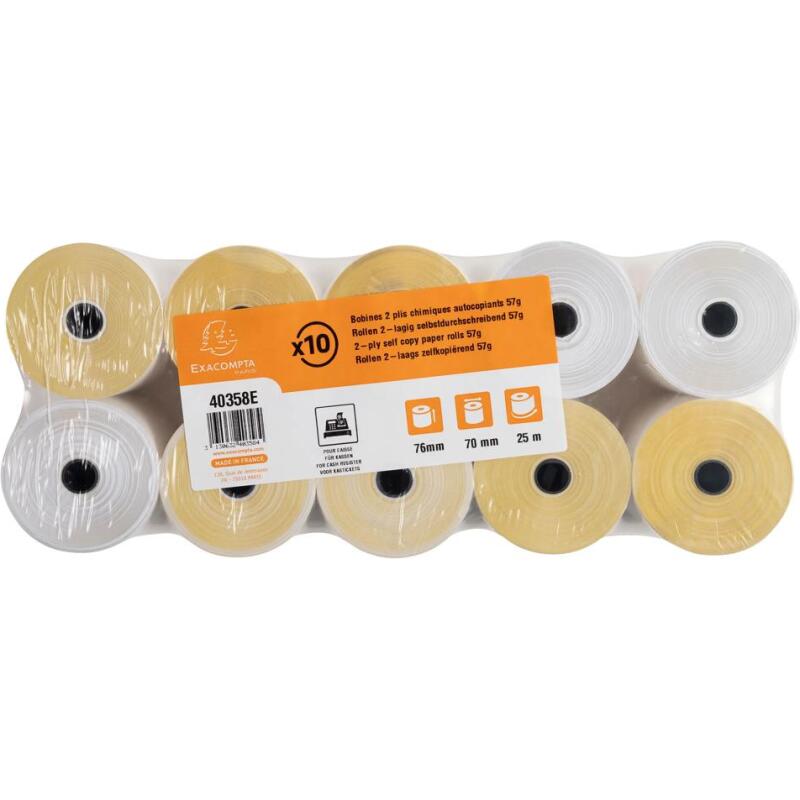 Bobines Caisses Exacompta 40358E - l 76 mm x L 25 m, Ø 70 mm - 2 pli(s) - paquet de 1