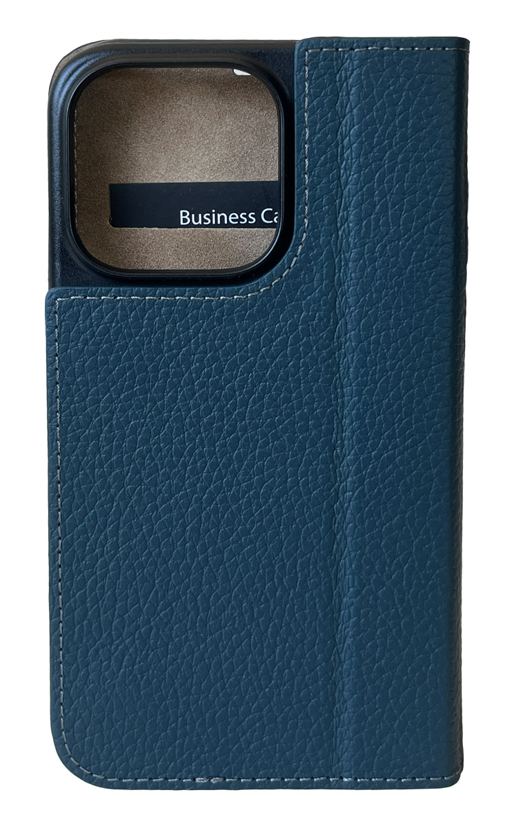 iPhone 16 Pro Max Echtleder Book Case Tasche Flip Cover Hand Made (MARCIP16PROMAX-M07) - Dunkelblau