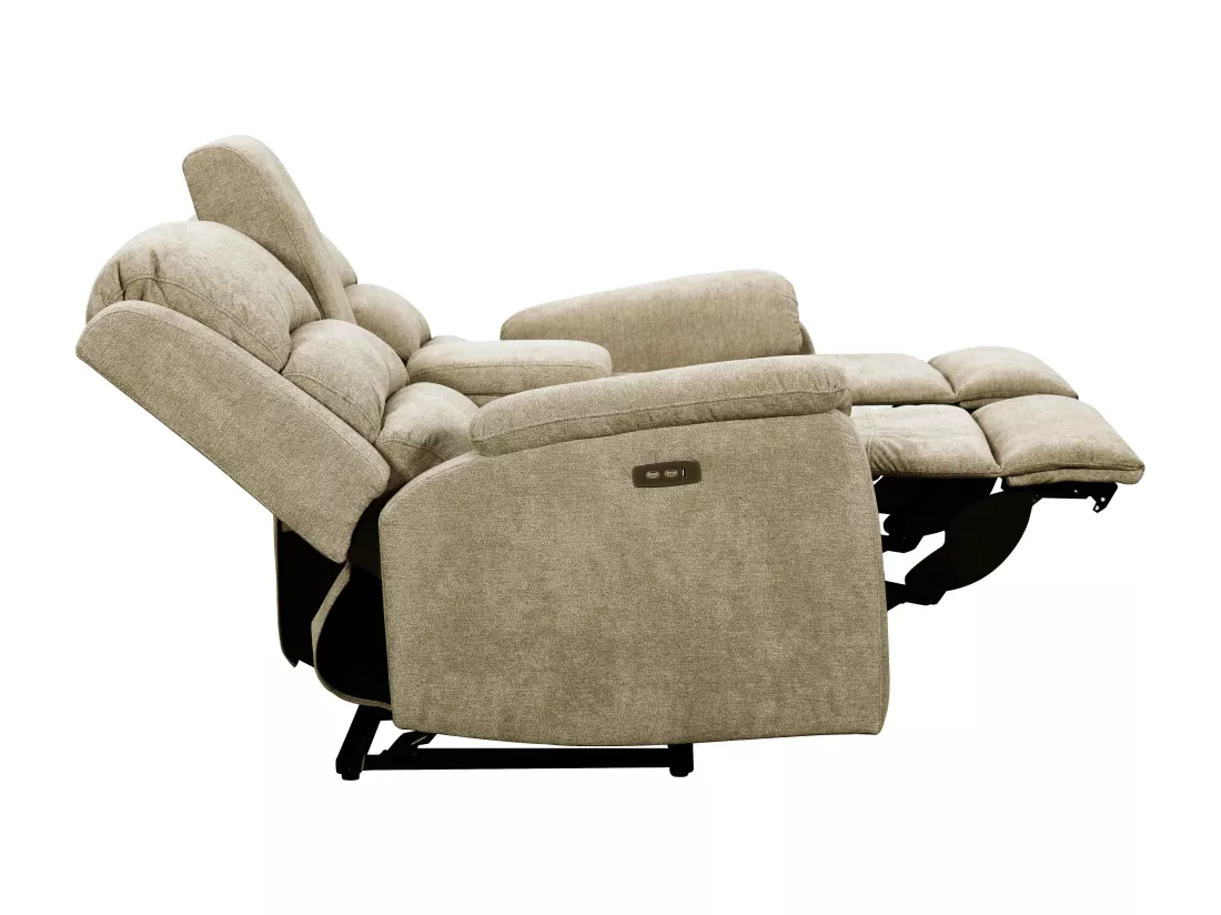 Canapés 3 places 2 places et un fauteuil relax électrique en tissu taupe NEVERS