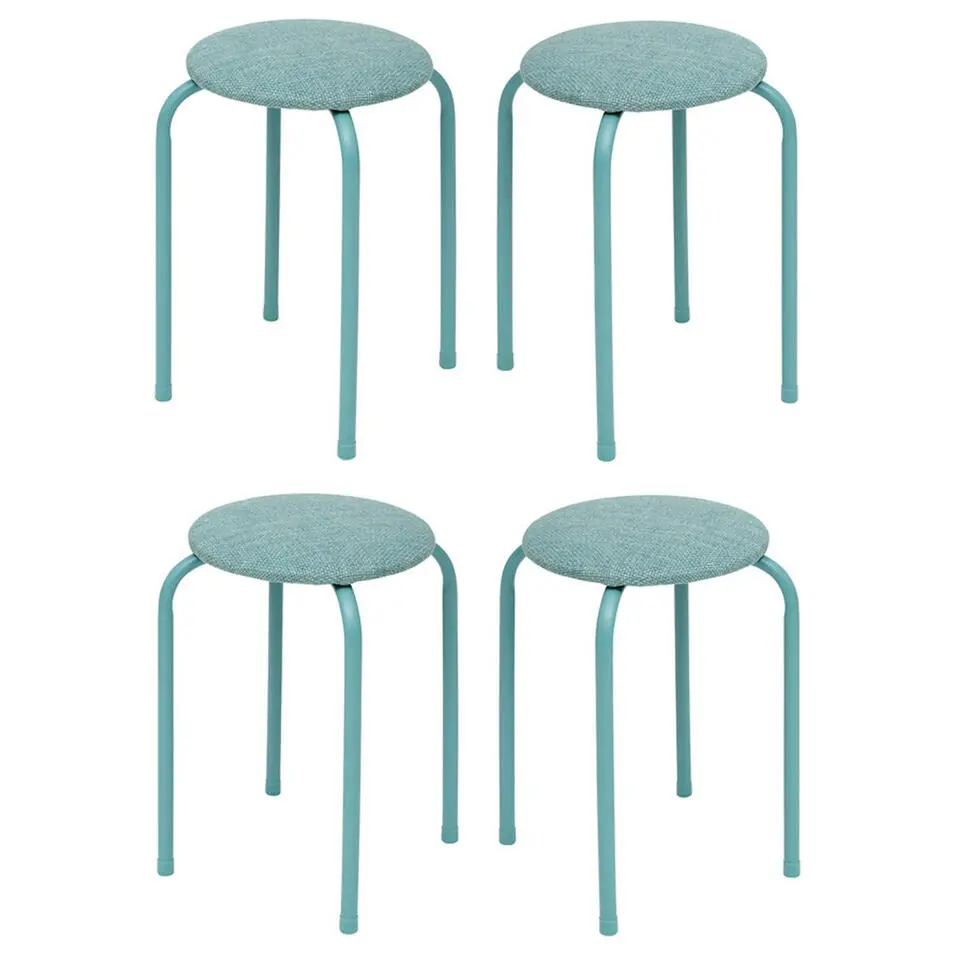 5Five Stapelbaar zit krukje - metaal/polyester - blauw