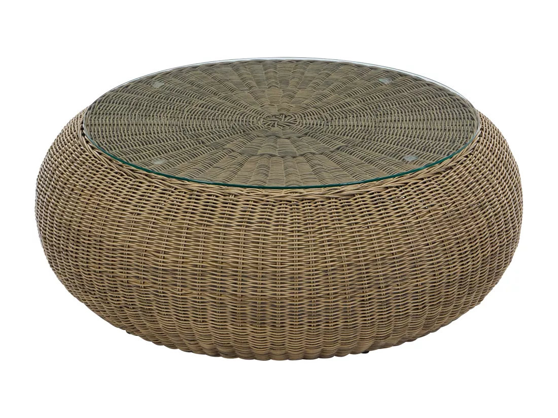 Table basse de jardin en résine tressée naturel foncé - WHITEHEAVEN de MYLIA
