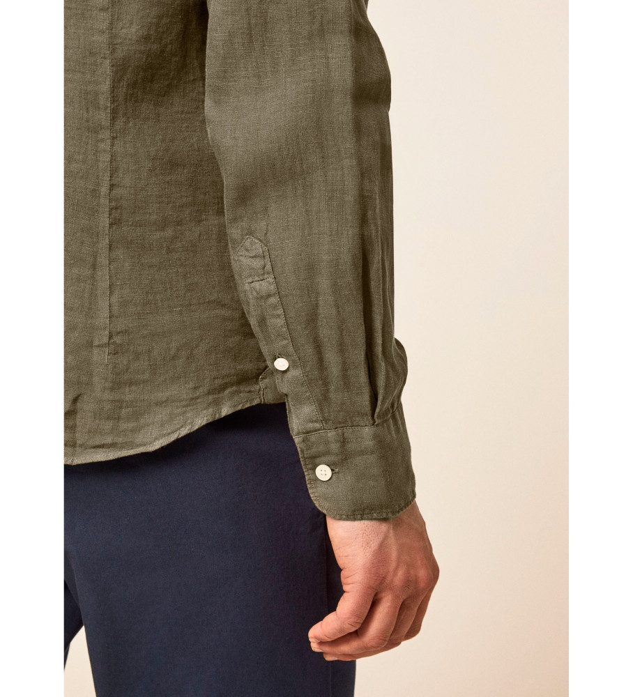 Camisa de linho Hackett verde slim fit