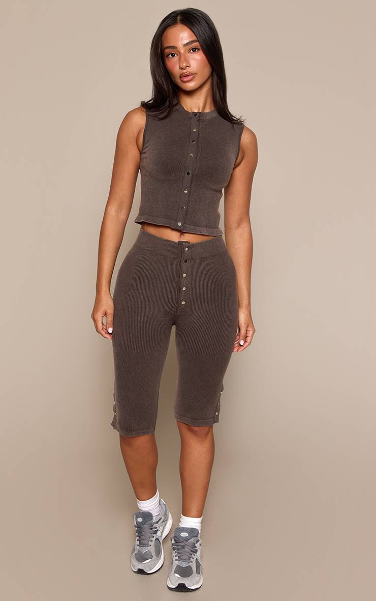 Pantalon Capri Côtelé À Détails Boutons-pression Contour Petite