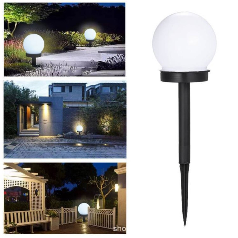 (2er Set) Runde LED Solar Lampe Outdoor Gartenleuchte mit Dämmerungssensor   Erdspiess (IP44) - Kaltweiss