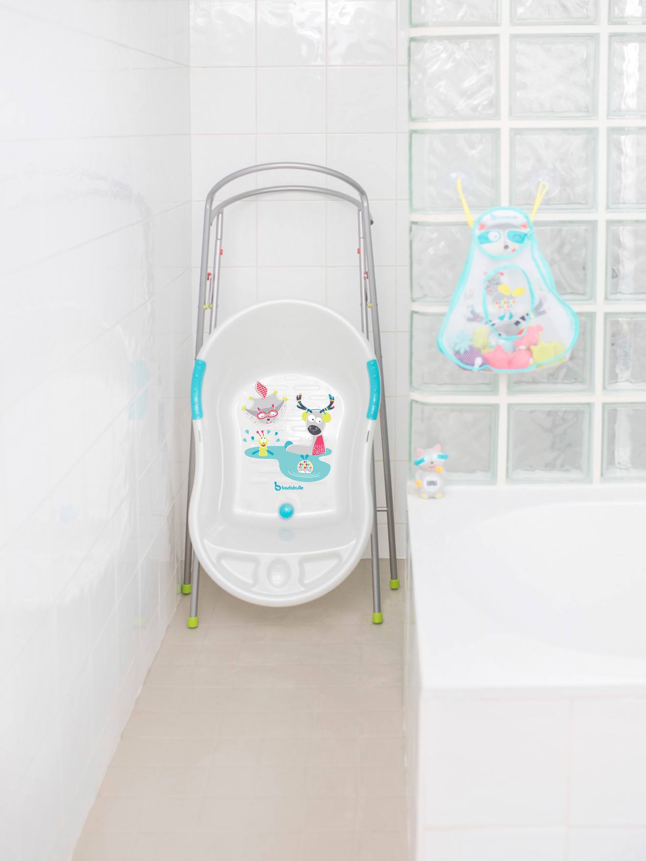 Tubo de drenagem para banheira de bebê BADABULLE Ergo-ludica, branco claro e liso