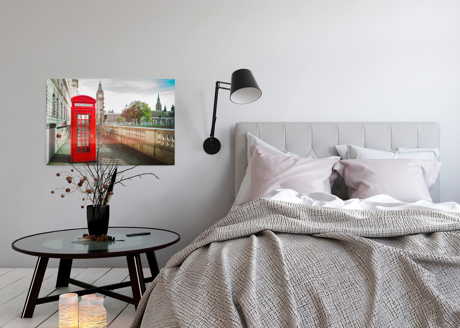 Leinwandbild TELEFONZELLE - rot - 90x60 cm