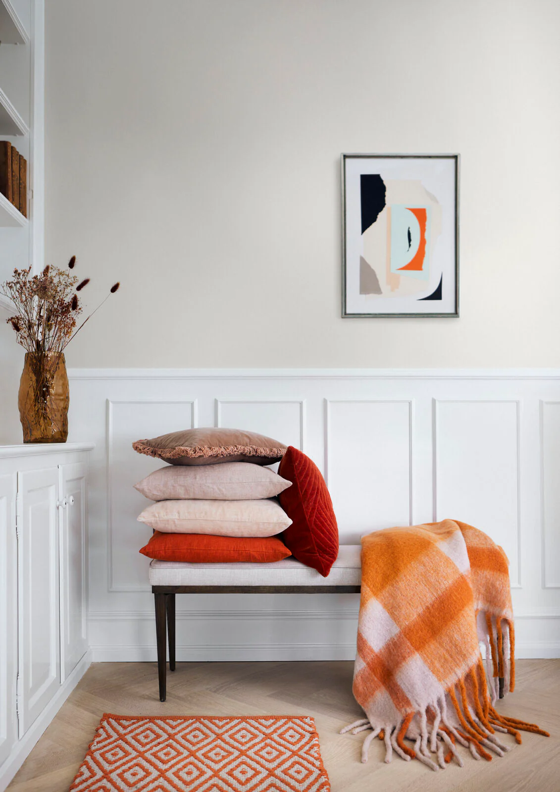 Cozy Living  Linen pyntepude, Sunset Orange - 50 x 50 cm.