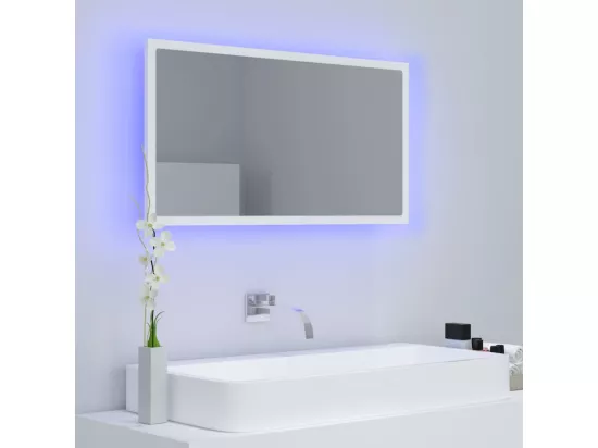 Miroir à LED de salle de bain Blanc 80x8,5x37 cm Acrylique