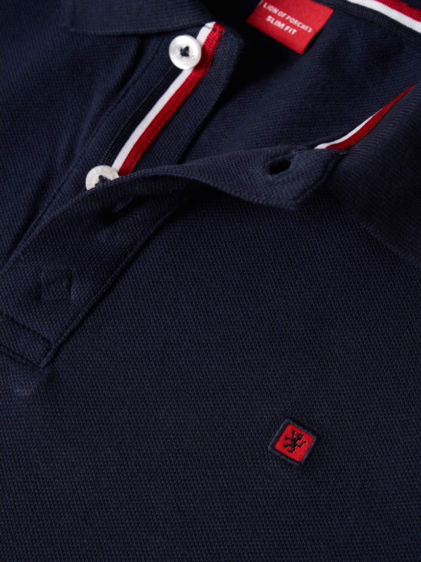 Polo piqué slim fit em algodão