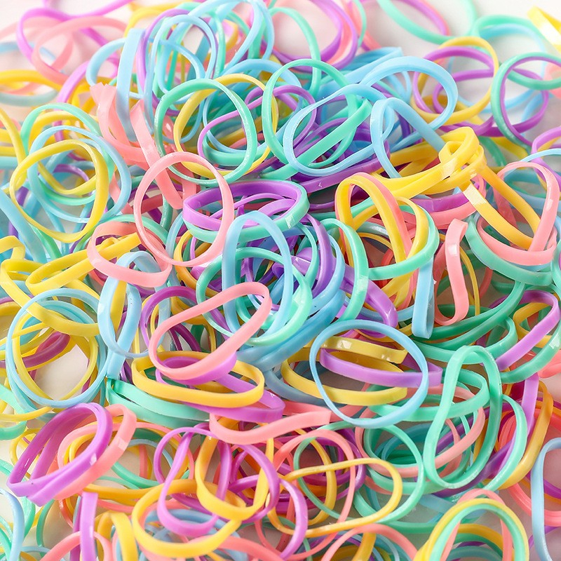 (1000er Set) Ø20mm Elastische Haargummis Mini Gummibänder für Zöpfe / Frisuren - Bunt (Hell)