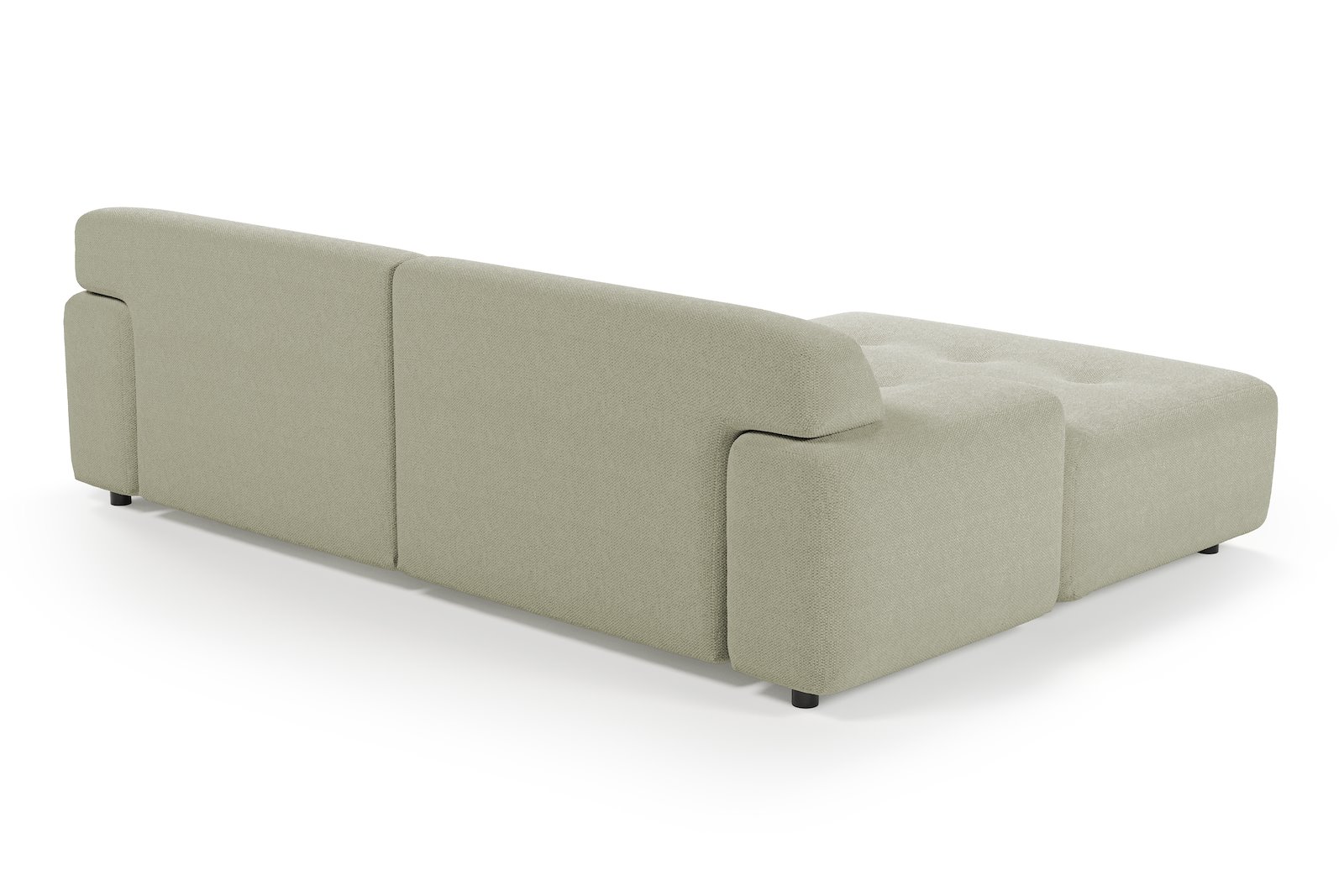 Bob sofa 1,5-seter med sjeselong høyre. Tekstil Mito 60 Tan med sorte ben.