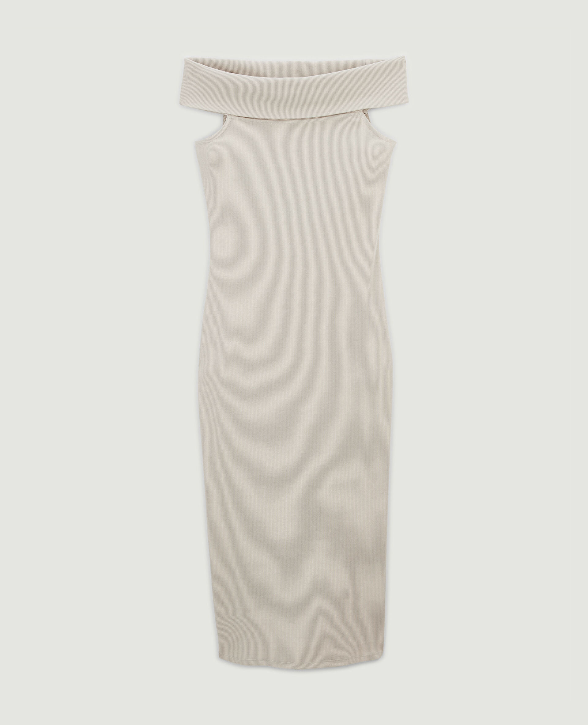 Robe midi encolure Bardot - Sable