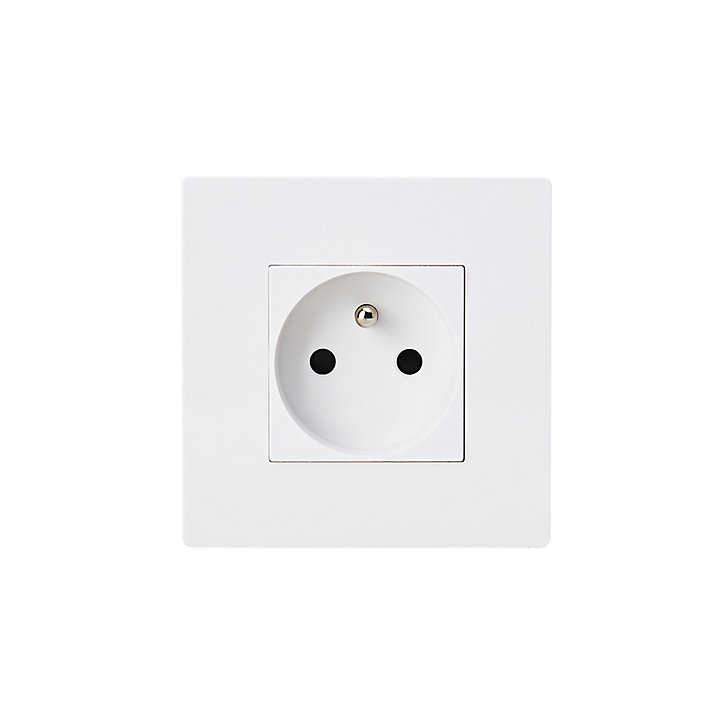 Prise avec terre blanc complet, lot de 5