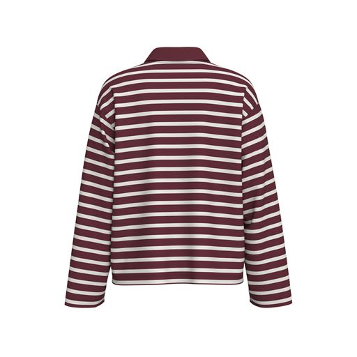 Selected Femme Wada Stripe Polotrøje, Zinfandel/Snow White, S